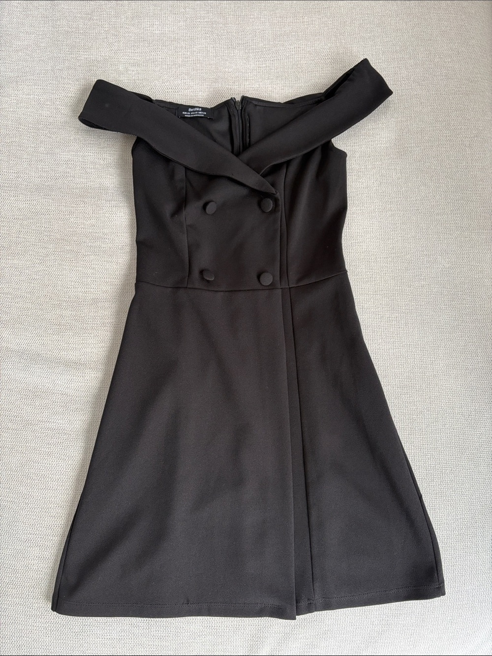 Bershka Black Off-Shoulder Double-Breasted Dress